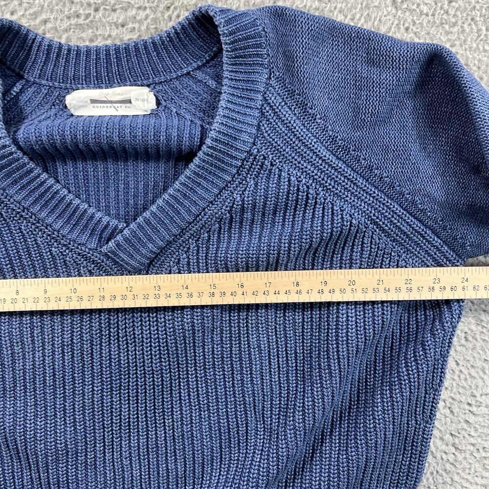 Guideboat Co Women's Large Blue Cotton Chunky Knit Sweater V-Neck Cropped Peru - Picture 5 of 7